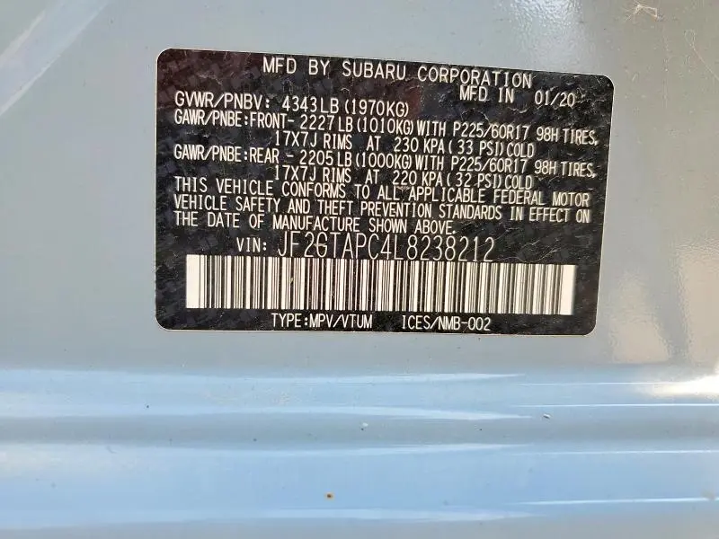 2020 SUBARU CROSSTREK PREMIUM  