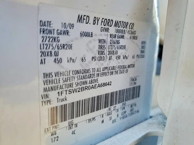 2010 FORD F250 SUPER DUTY  