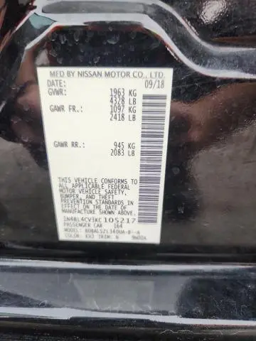 2019 NISSAN ALTIMA SR  