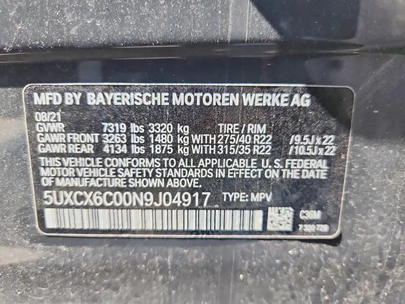 2022 BMW X7 M50I  