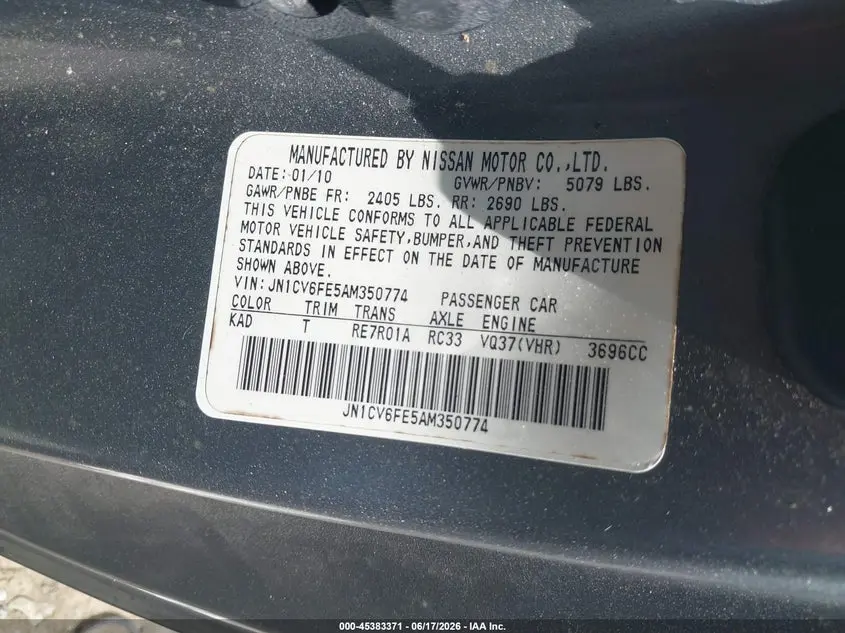 2010 INFINITI G37  