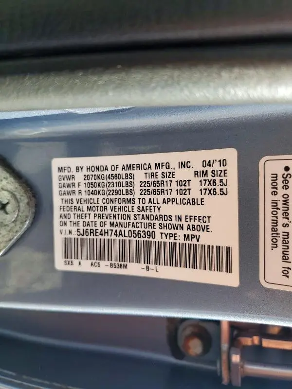 2010 HONDA CR-V EXL  