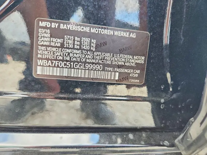 2016 BMW 750 I  