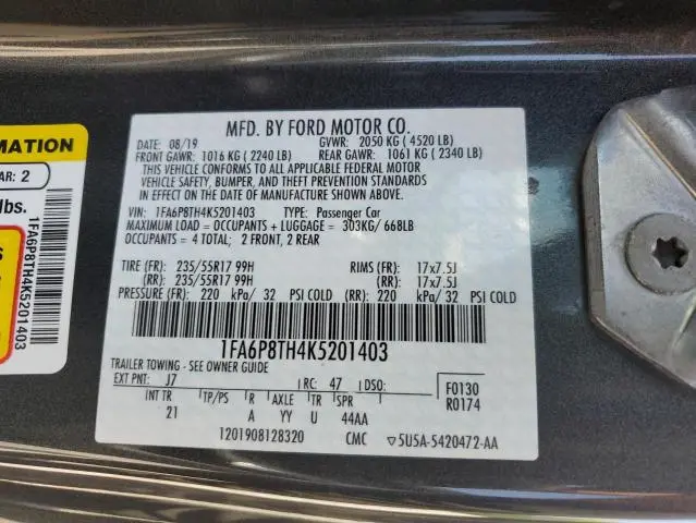 2019 FORD MUSTANG   