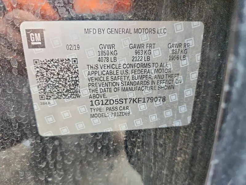 2019 CHEVROLET MALIBU LT  