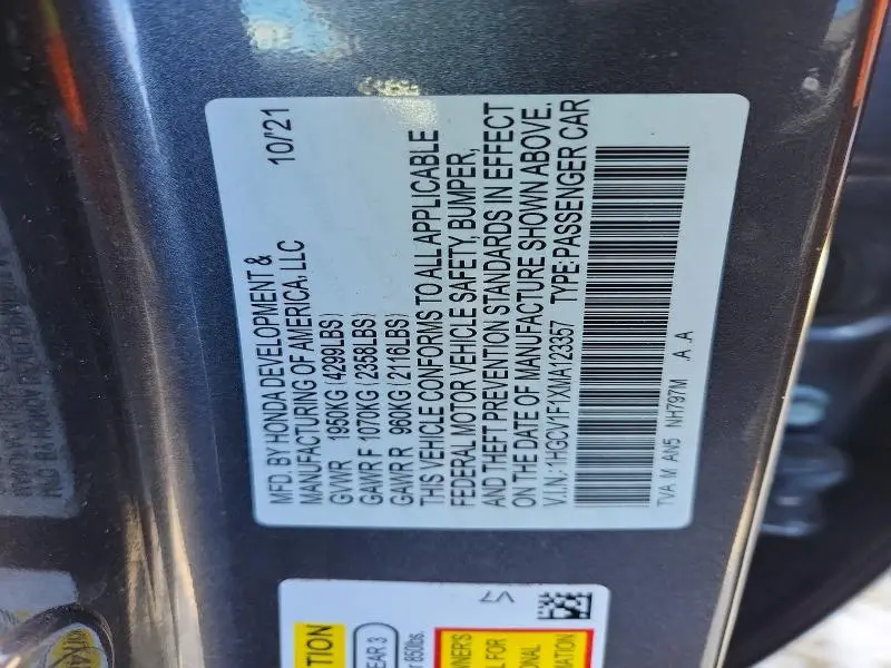 2021 HONDA ACCORD LX  