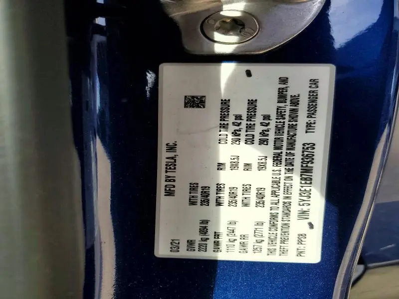 2021 TESLA MODEL 3   