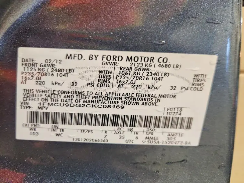 2012 FORD ESCAPE XLT  