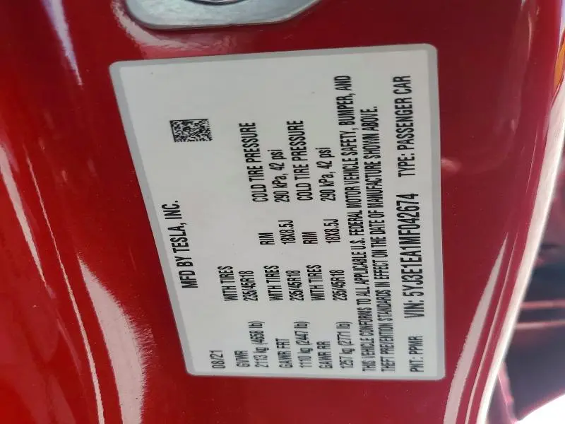 2021 TESLA MODEL 3   