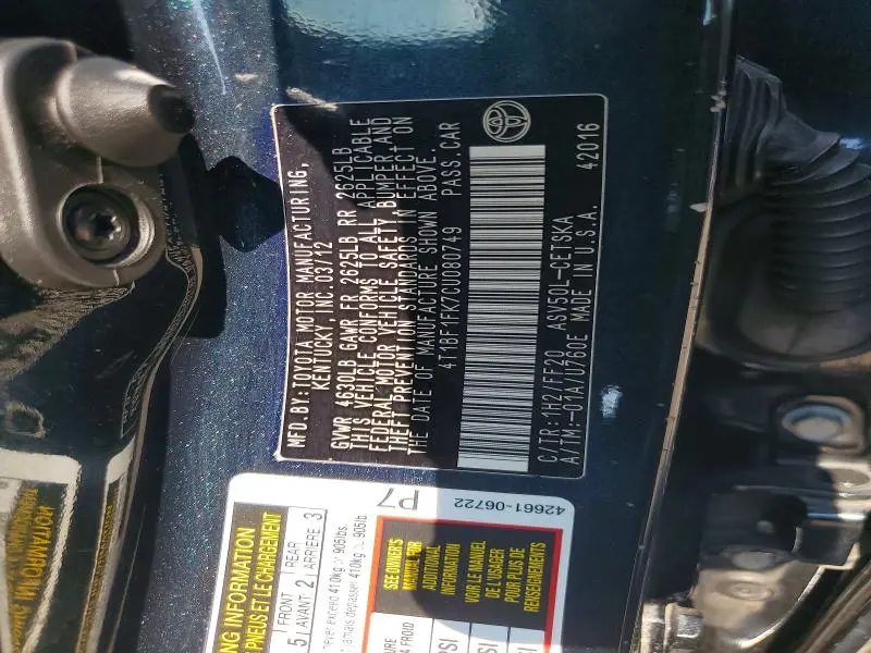 2012 TOYOTA CAMRY SE  