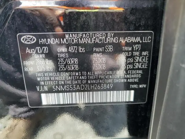 2020 HYUNDAI SANTA FE LIMITED  