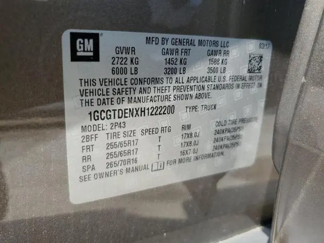 2017 CHEVROLET COLORADO Z71  