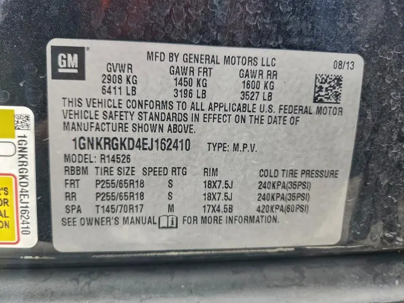 2014 CHEVROLET TRAVERSE LT  