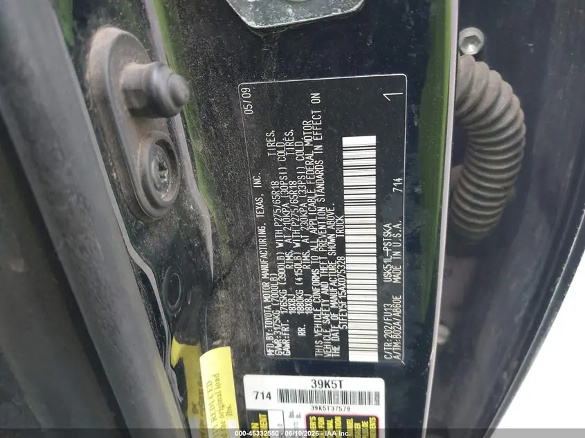 2010 TOYOTA TUNDRA GRADE 5.7L V8