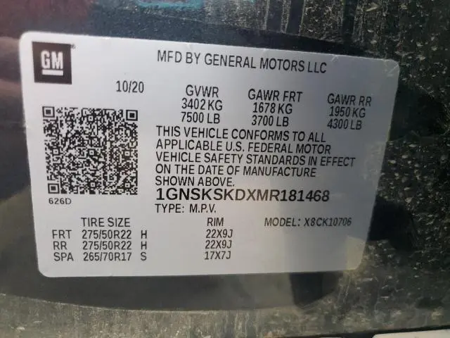 2021 CHEVROLET TAHOE K1500 PREMIER  