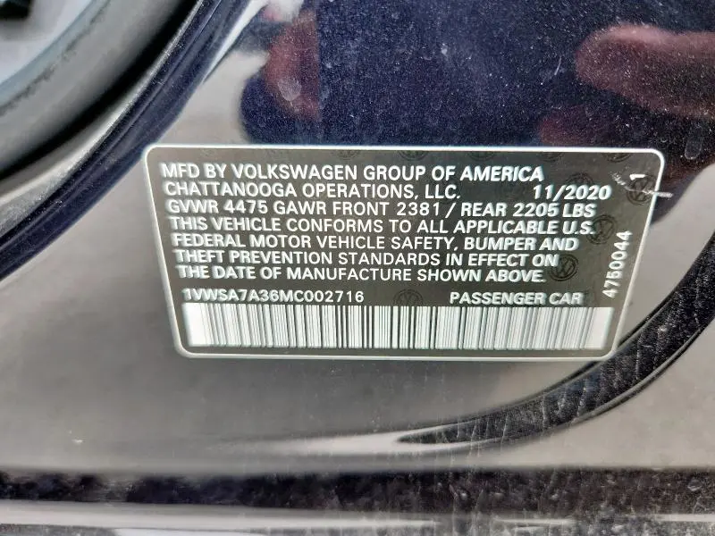2021 VOLKSWAGEN PASSAT SE  