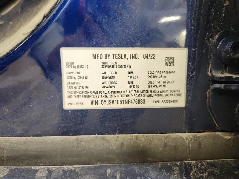 2022 TESLA MODEL S   
