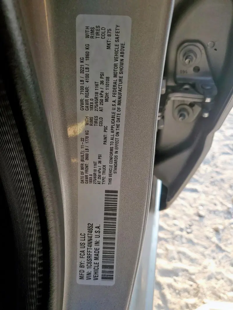 2022 RAM 1500 BIG HORN/LONE STAR  