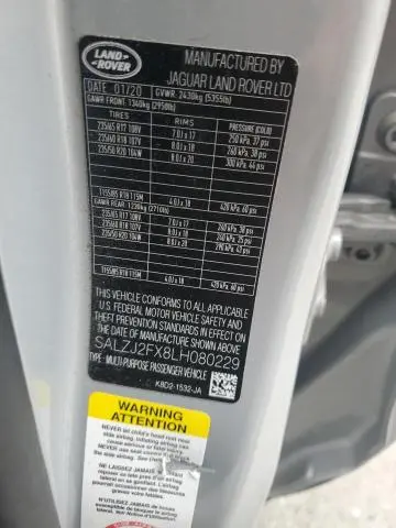 2020 LAND ROVER RANGE ROVER EVOQUE S  