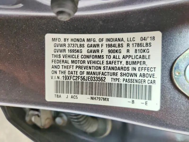 2018 HONDA CIVIC LX  