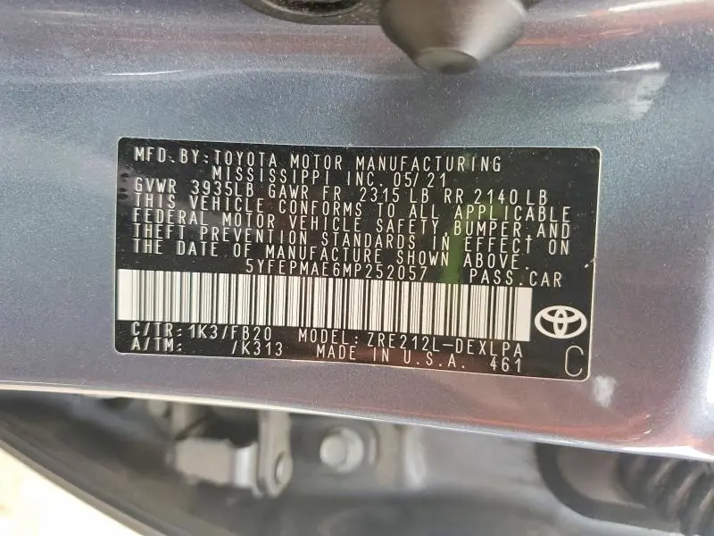 2021 TOYOTA COROLLA LE  