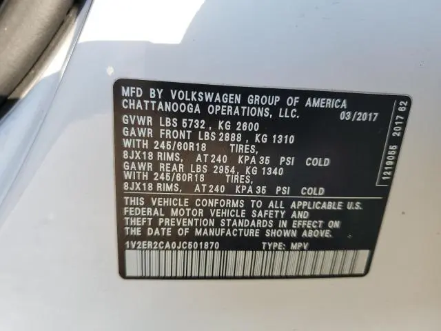 2018 VOLKSWAGEN ATLAS SEL