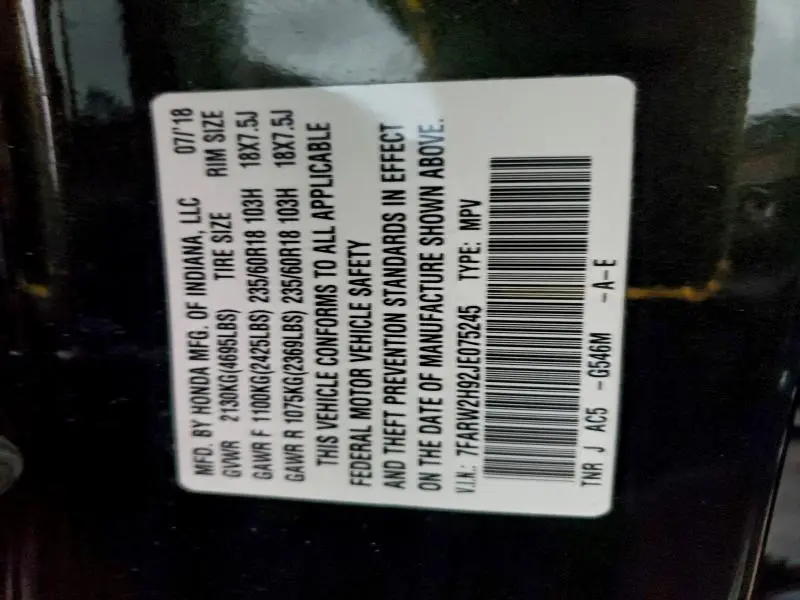 2018 HONDA CR-V TOURING  