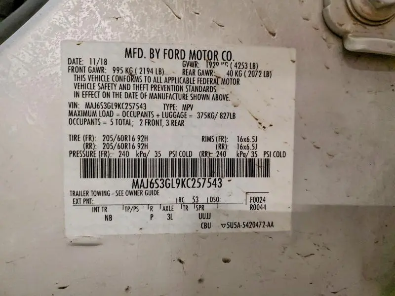 2019 FORD ECOSPORT SE  