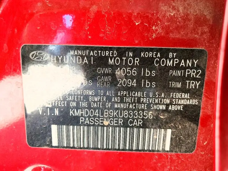 2019 HYUNDAI ELANTRA SPORT  