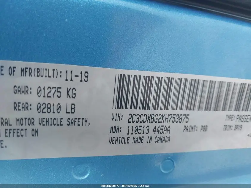 2019 DODGE CHARGER SXT RWD