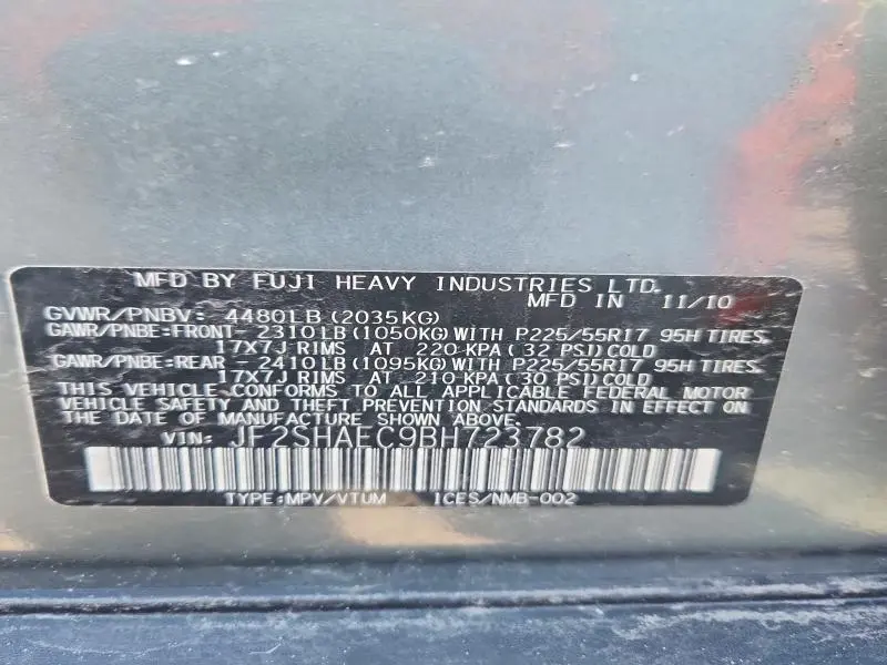 2011 SUBARU FORESTER LIMITED  