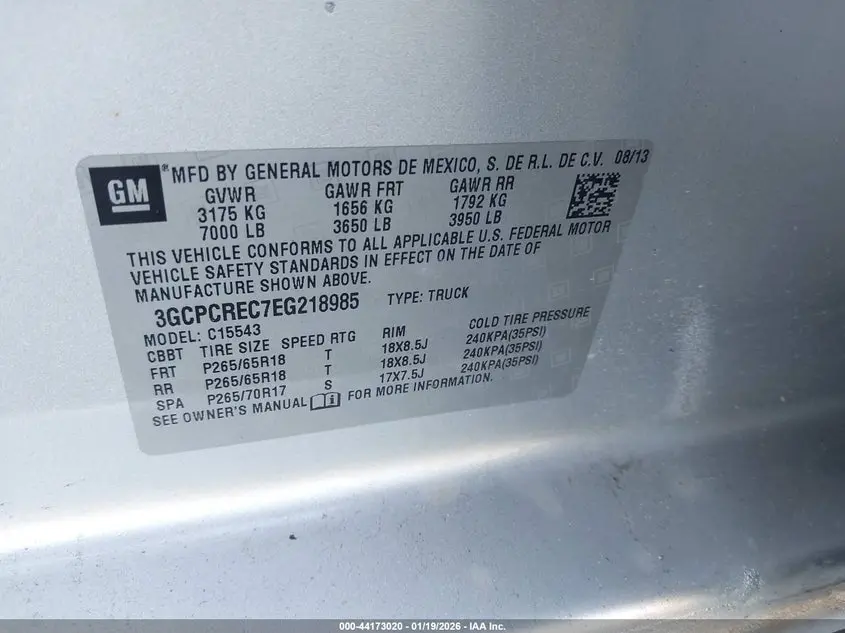 2014 CHEVROLET SILVERADO 1500 2LT