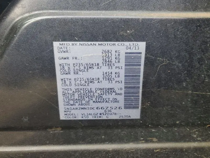 2013 NISSAN PATHFINDER S  