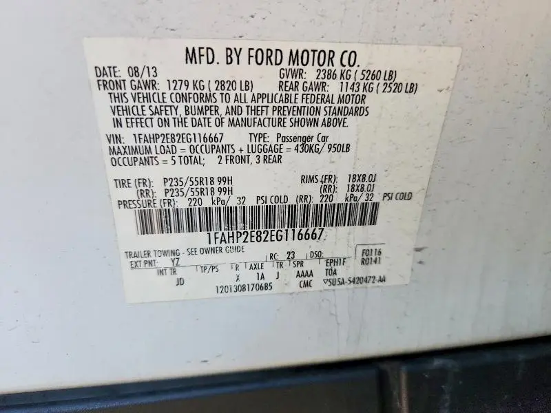 2014 FORD TAURUS SEL  