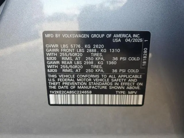 2025 VOLKSWAGEN ATLAS CROSS SPORT SE  