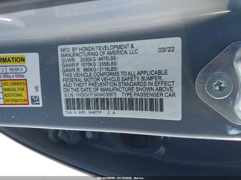 2022 HONDA ACCORD SPORT