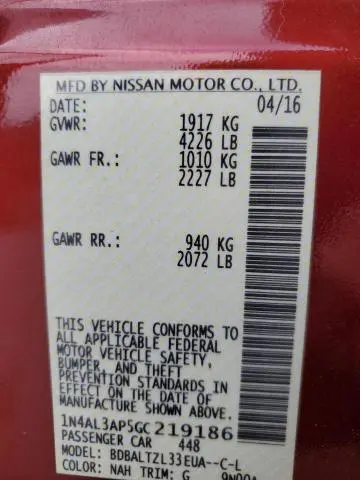 2016 NISSAN ALTIMA 2.5