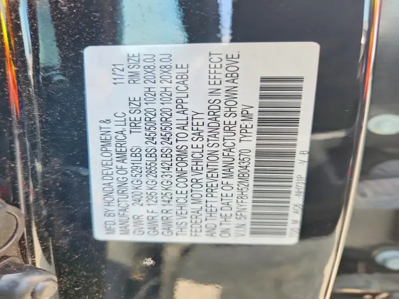 2021 HONDA PASSPORT EXL  