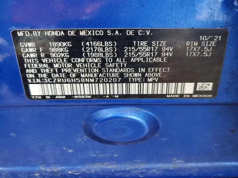 2022 HONDA HR-V EX  