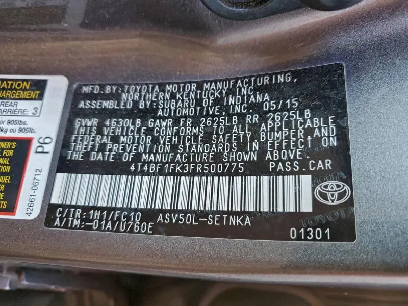 2015 TOYOTA CAMRY LE  