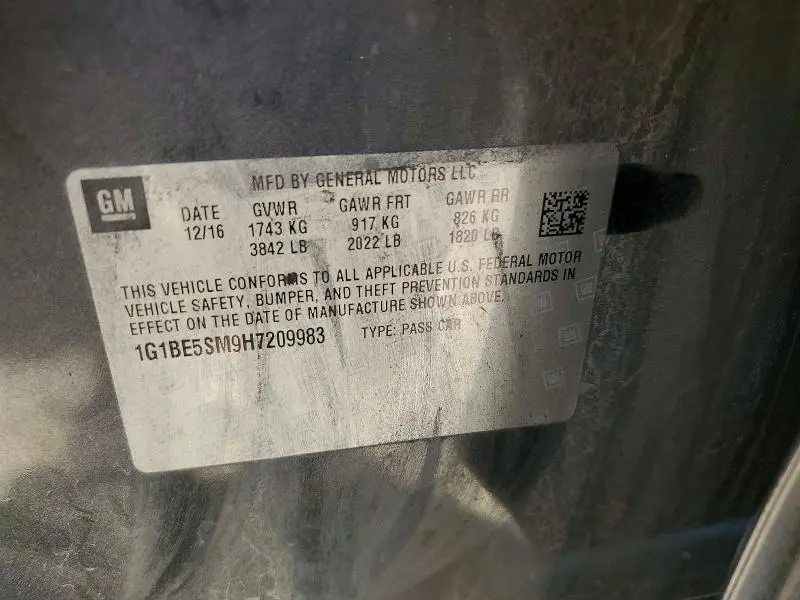 2017 CHEVROLET CRUZE LT  