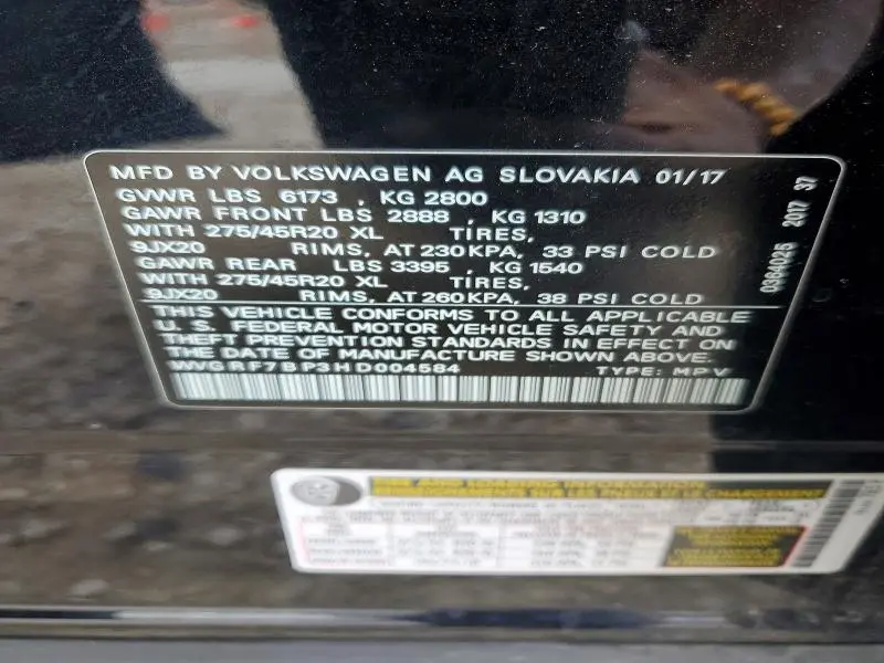 2017 VOLKSWAGEN TOUAREG WOLFSBURG  
