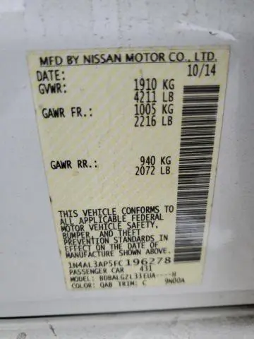 2015 NISSAN ALTIMA 2.5  