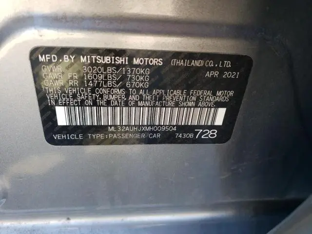 2021 MITSUBISHI MIRAGE ES