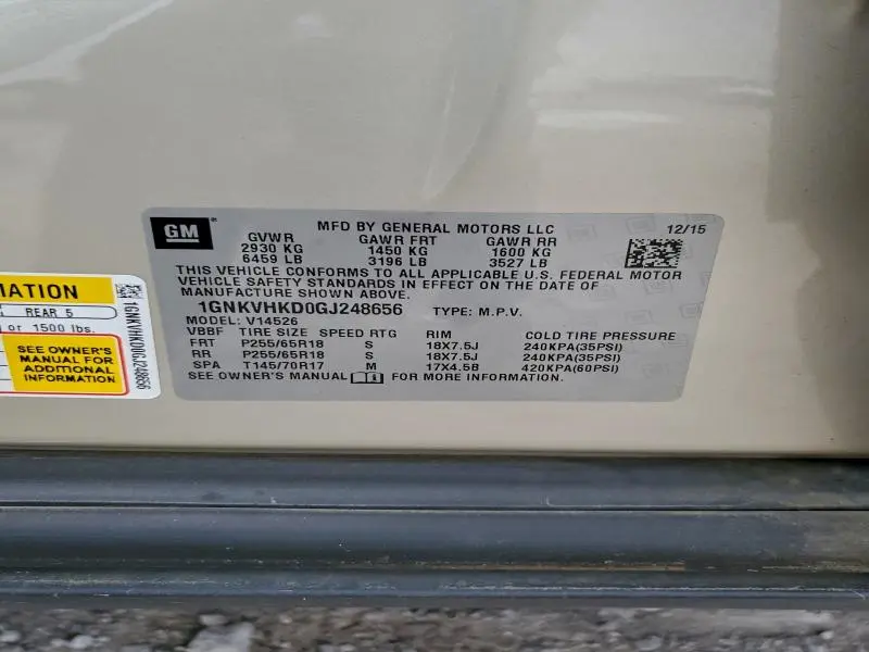 2016 CHEVROLET TRAVERSE LT  