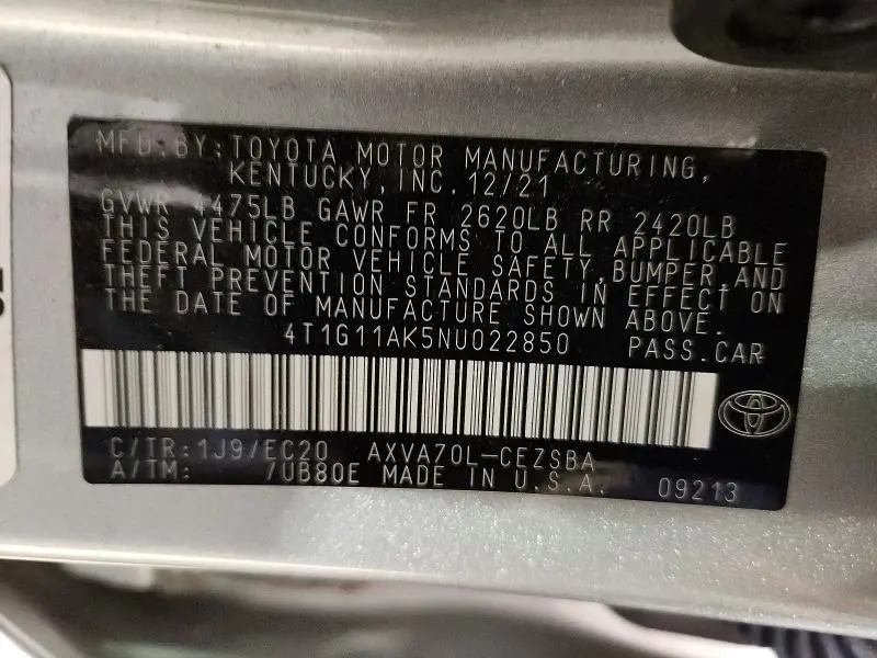2022 TOYOTA CAMRY SE NIGHTSHADE  