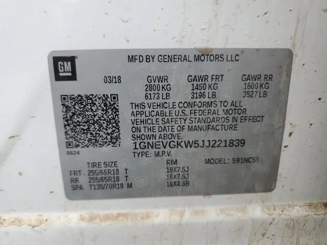 2018 CHEVROLET TRAVERSE LT  