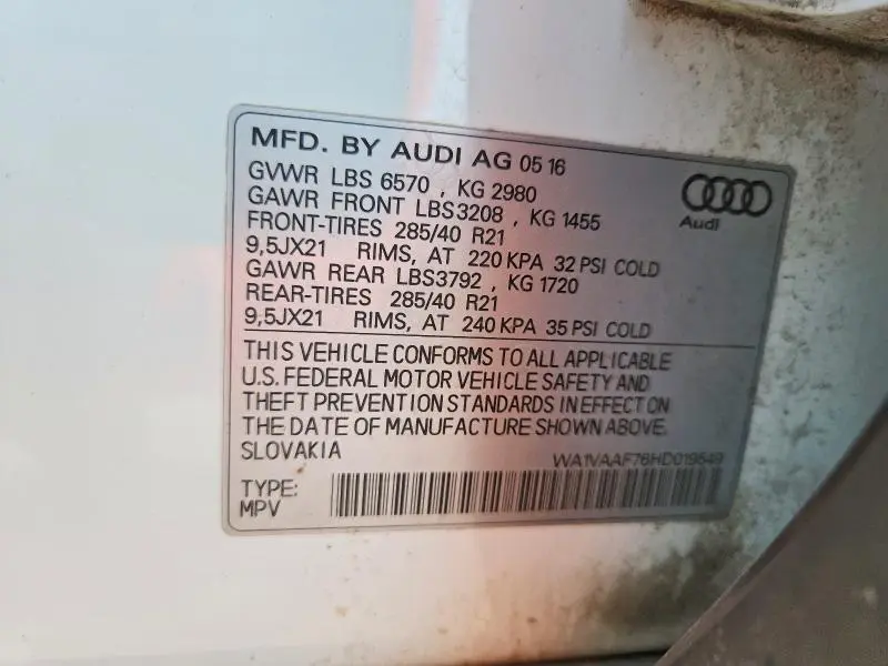 2017 AUDI Q7 PRESTIGE  