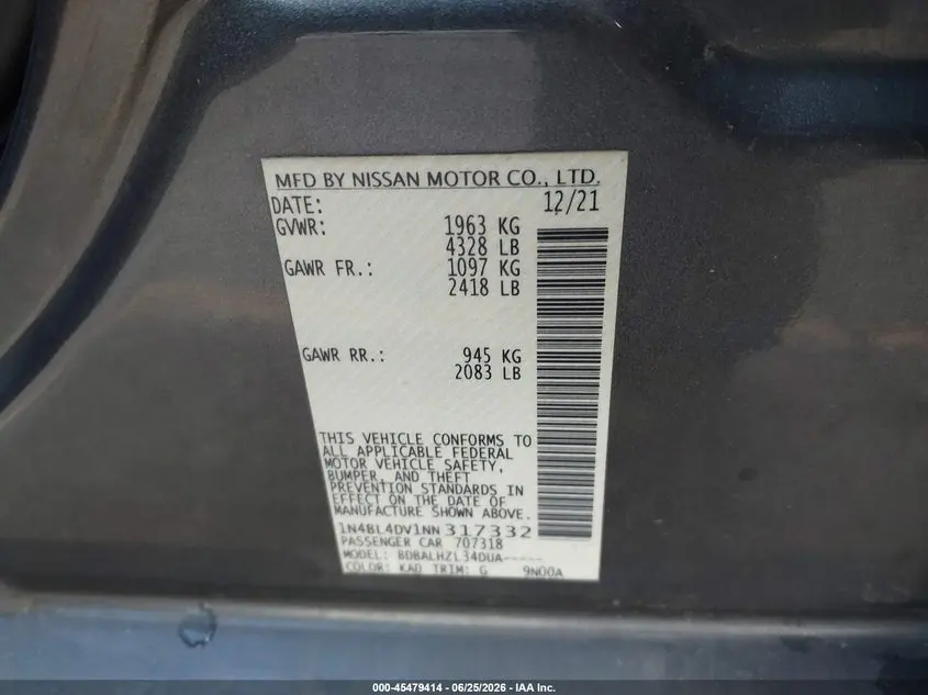 2022 NISSAN ALTIMA SV FWD