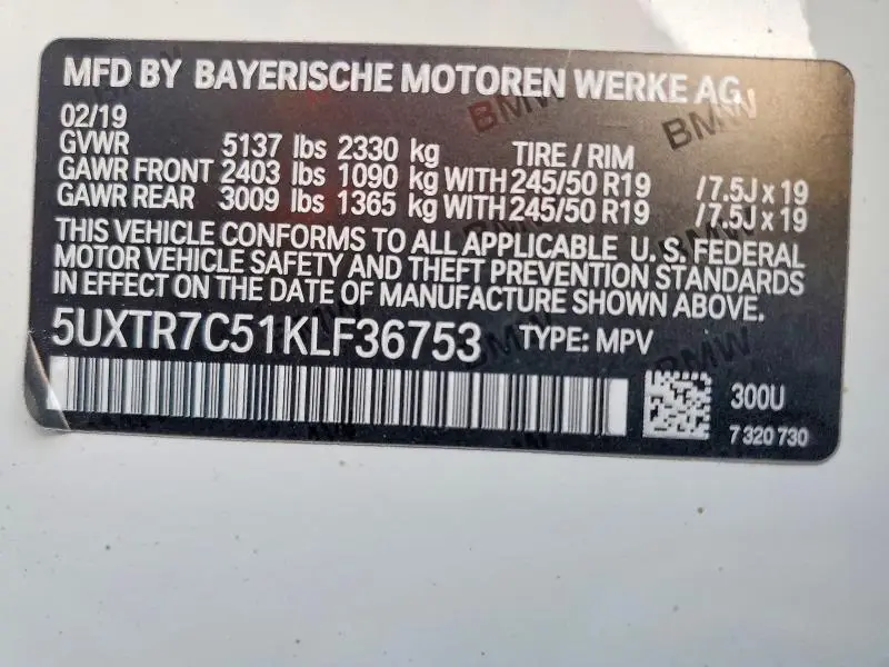 2019 BMW X3 SDRIVE30I  
